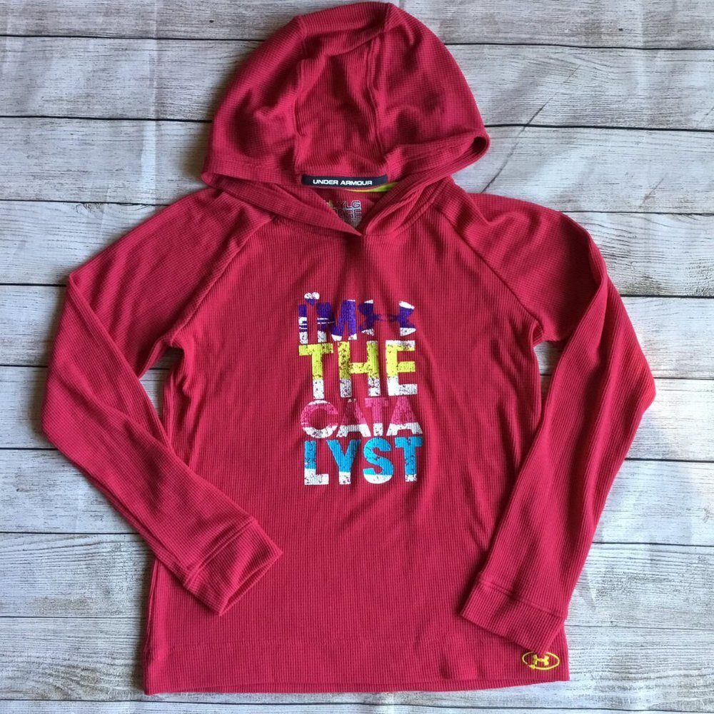 Under Armour Pink Hooded Shirt Youth Large